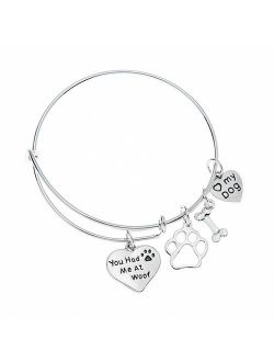 Infinity Collection Dog Charm Bracelet - Paw Print Jewelry- Dog Lovers Bracelet- Dog Owner Bangle for Dog Lovers