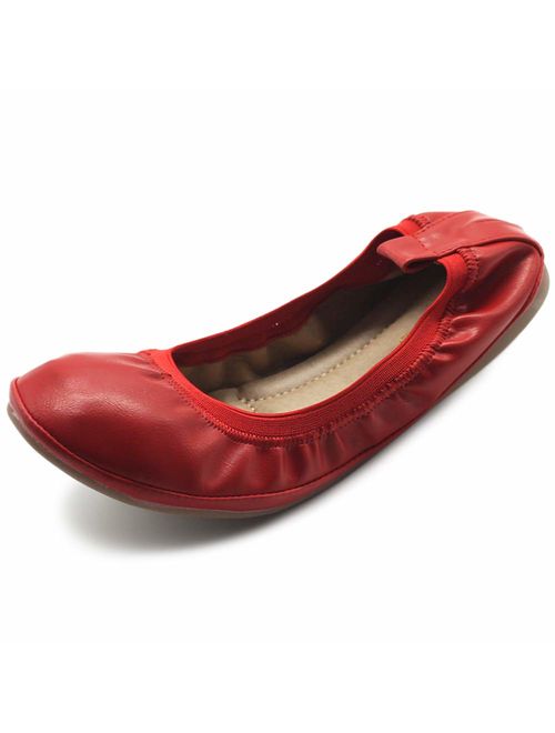 Ollio Women's Shoe Collar Shoe Pull Tab Comfort Ballet Flat