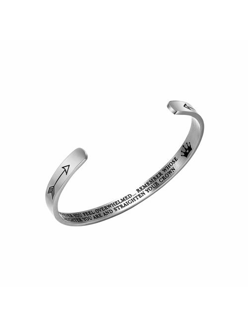PARTNER Inspirational Engraved Bracelets Stainless Steel Cuff Bangle Encouragement Jewelry Birthday Gifts for Women Teen Girls 