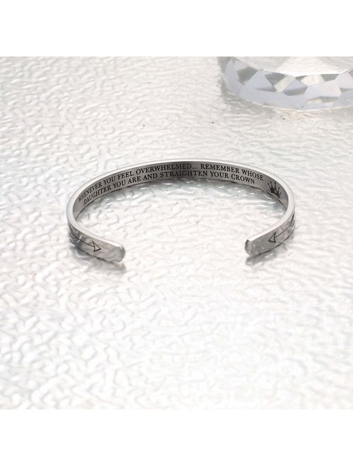 Stainless Steel Jewelry Inspirational Bracelets for Women Girls Personalized Gift Engraved Cuff Bangle for Mom Daughter Teen Girls Gift