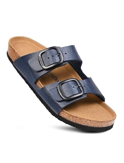 - Comfortable and Arch Support Strappy Footbed Leather Sandals for Women