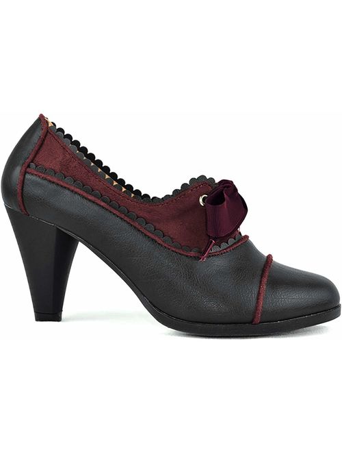 Chase & Chloe Dora-7 Lace-Up Vintage Cut-Out Women's Heeled Oxford
