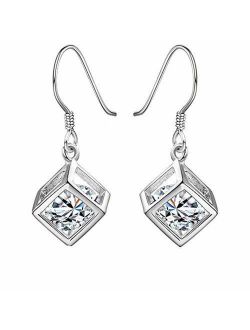 Hosaire Dangle Earrings Elegant Shining Crystal Drop Hook Earrings for Women's Jewelry
