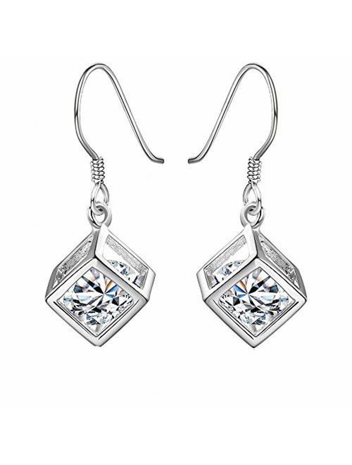 Hosaire Dangle Earrings Elegant Shining Crystal Drop Hook Earrings for Women's Jewelry