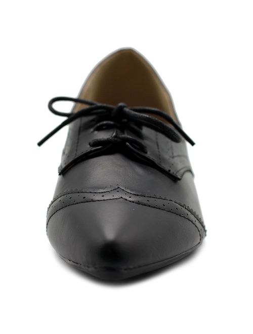 Ollio Womens Ballets Shoes Flats Pointed Toe Oxford 1M1818