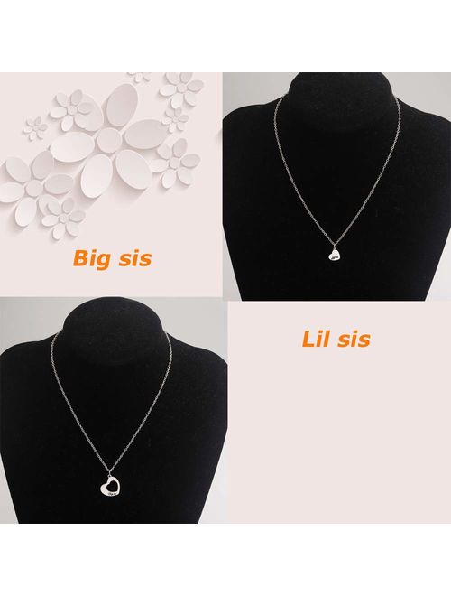 KUIYAI Big Sis Middle Sis Little Sis 3 Piece Cut Heart Necklace Set