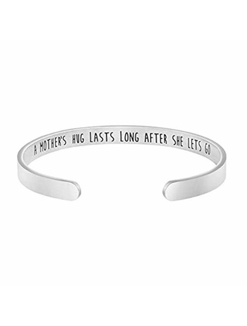 Inspirational Bracelet Heartbeat Cuff Bangle Mantra Quote Keep Going Stainless Steel Engraved Motivational Encouragement High Polished Bracelet Secret Message Band Bangle Gift for Mom,Women,Girls