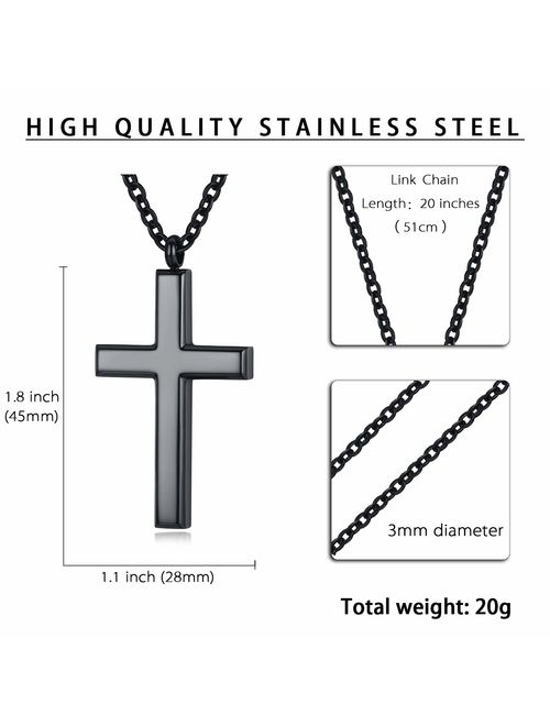 REVEMCN Simple Men's Stainless Steel Cross Pendant Chain Necklace for Men Women, 20-24 Inches Chain