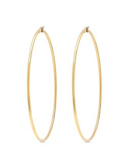 Gem Stone King 3.5 Inch Stunning Stainless Steel Yellow Gold Tone Hoop Earrings (90mm Diameter)