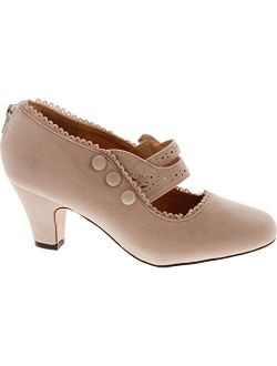 V-Luxury Womens 36-MINA4 Closed Toe Mary Jane High Heel Shoes