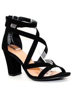 TRENDSup Collection Women's Chunky Heel Ankle Strap Sandals