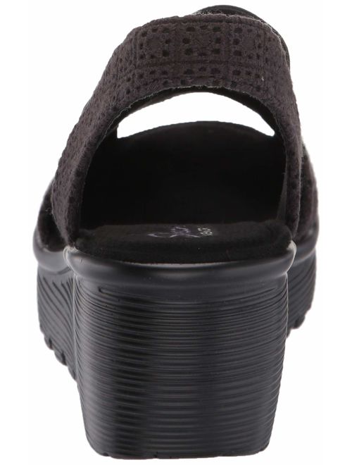 Skechers Women's Parallel-Peep Toe Gore Slingback Wedge Sandal