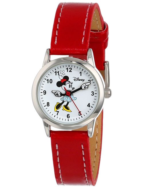 Accutime Disney Women's MN1023 Minnie Mouse White Dial Red Strap Watch