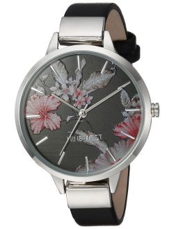 Women's Silver-Tone and Black Strap Watch
