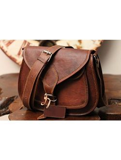 9" Women's Real Leather Shoulder Cross Body Satchel Saddle Tablet Retro Rustic Vintage Bag Handbags Purse 