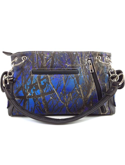 Justin West Camouflage Tree Branches Bling Rhinestone Cross Wings Handbag Purse Messenger Bags and Wallets 