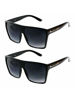 ShadyVEU Big XL Large Square Trapezoid Shape Oversized Flat Top Kim K Fashion Sunglasses