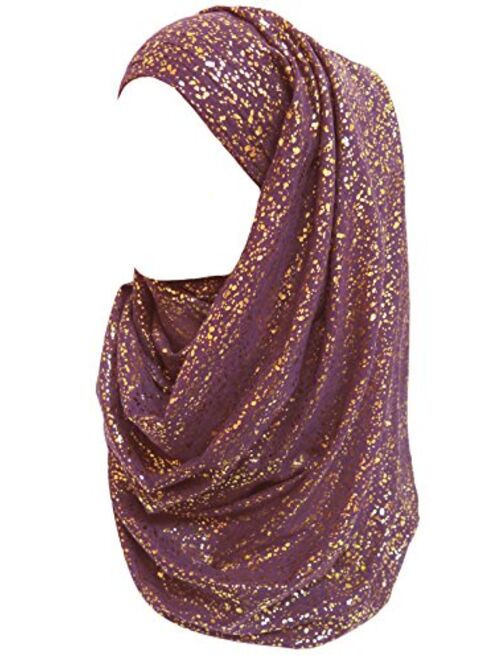 Lina /& Lily Gold Glitter Plain Color Hijab Muslim Head Wrap Scarf Shawl White