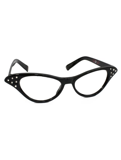Hip Hop 50s Shop Womens Cat Eye Rhinestone Glasses