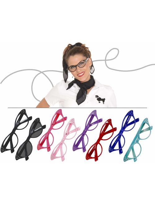 Hip Hop 50s Shop Womens Cat Eye Rhinestone Glasses