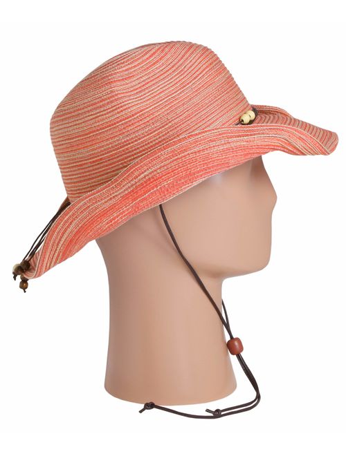 Breathable Polyester Braided Sunset Hat For Women With Pull On Clousure Adjustable Neckcord And Wide Shapable Brim