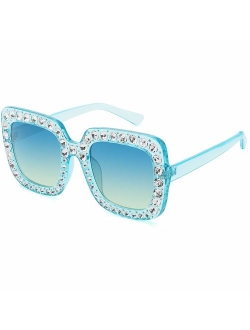 ROYAL GIRL Elton Square Rhinestone Sunglasses Oversized Diamond Bling Bling Glasses