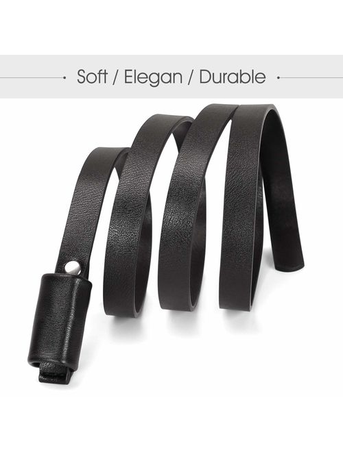 JASGOOD Women PU Leather Skinny Belt for Dress Adjustable Thin Waist Belt for Lady