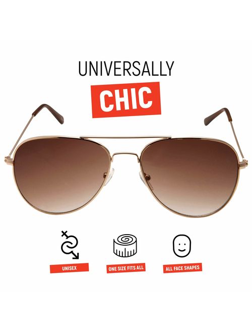 grinderPUNCH Unisex Aviator Sunglasses | Fashionable & Lightweight Frame Suits All Face Shapes | 100% UV Protection
