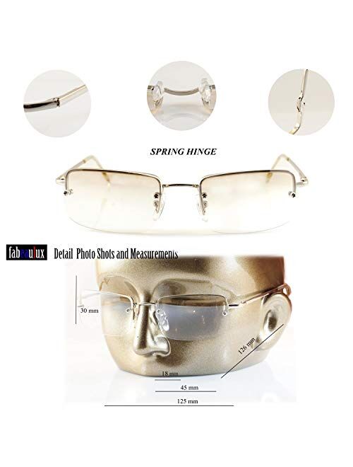 FBL Minimalist Small Rectangular Sunglasses Clear Eyewear Spring Hinge A124 A125