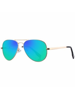 AZORB Polarized Aviator Sunglasses Mirrored Lens Metal Frame for Men Women, 100% UV 400 Protection