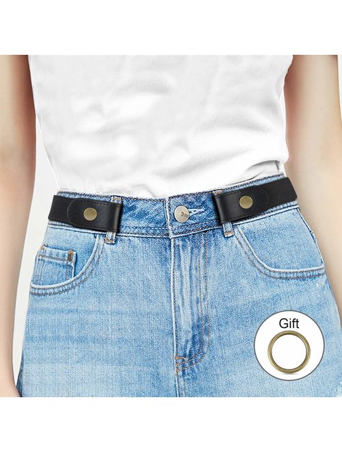 WHIPPY No Buckle Free Belt Stretch Women for Jeans Pants, Elastic Buckle Free Invisible Belts for Men up to 48 Inches