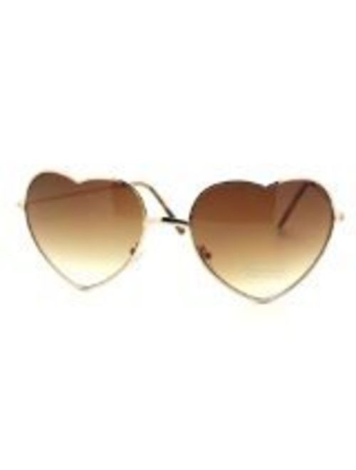 Thin Metal Frame Heart Shape Sunglasses Gold/Silver