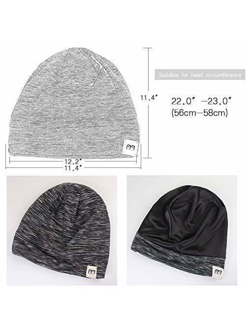 YANIBEST Extra Large Adjustable Satin Lined Slouchy Beanie Sleep Cap for Dry Hair and Curly Hair Stay on All Night 2020