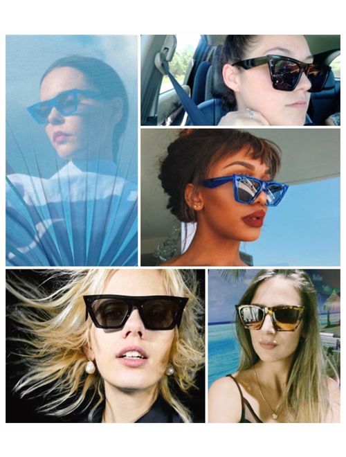 FEISEDY Vintage Square Cat Eye Sunglasses Women Fashion Small Cateye Sunglasses B2473