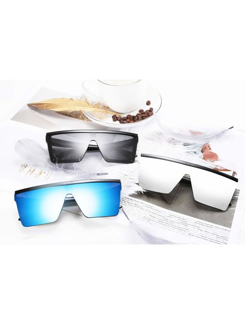 FEISEDY Fashion Oversize Siamese Lens Sunglasses Women Men Succinct Style UV400 B2470