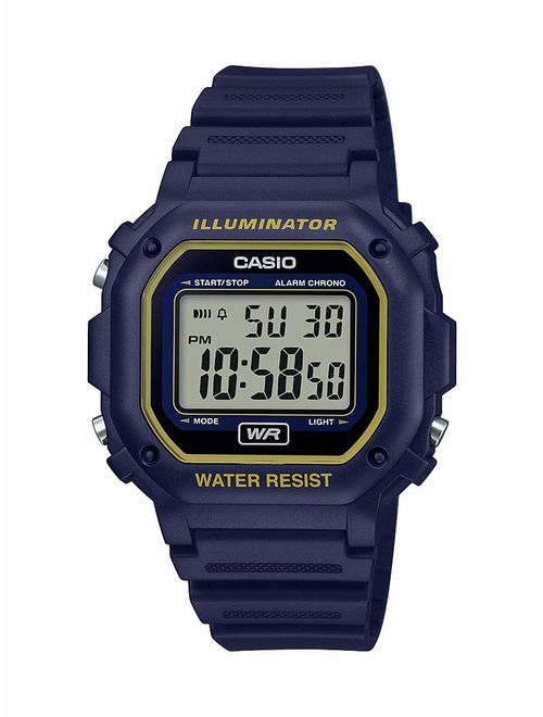 Casio Illuminator Stainless Steel Quartz Watch with Resin Strap, Blue/Yellow, 23.7 (Model: F-108WH-2A2CF)