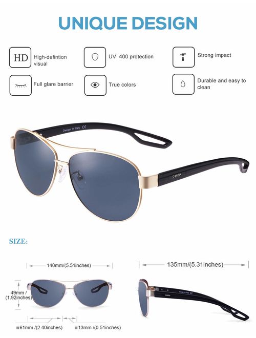 Carfia Polarized Sunglasses for Women UV Protection Ultra-Lightweight Comfort Frame