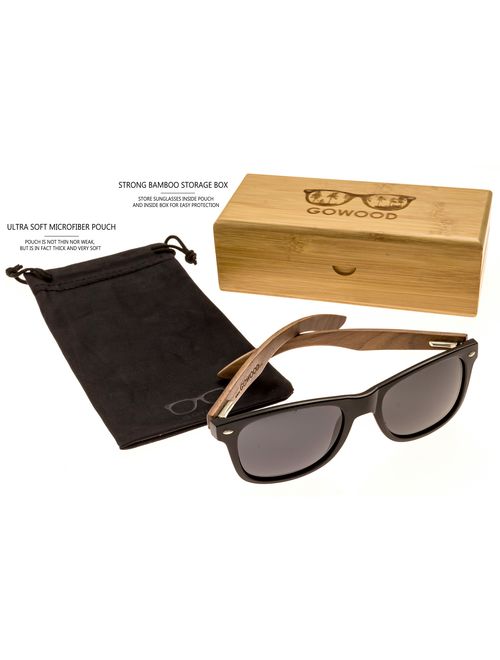 Walnut Wood Sunglasses For Men & Women with Polarized Lenses with Wood Box GOWOOD