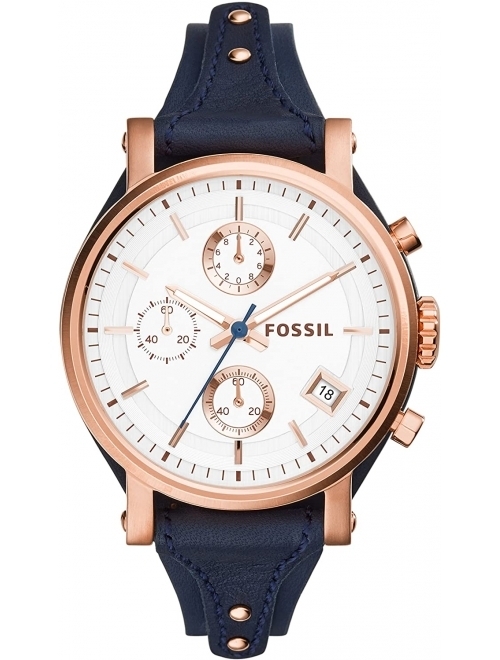 Fossil Women's Original Boyfriend Stainless Steel and Leather Chronograph Quartz Watch