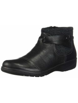 Women's Cheyn Kisha Ankle Boot, Black Tumbled Leather/Textile, 80 M US