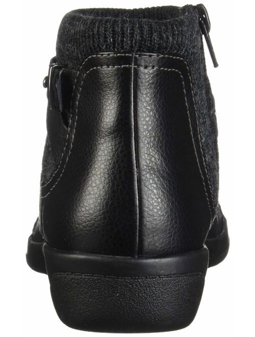 Clarks Women's Cheyn Kisha Ankle Boot, Black Tumbled Leather/Textile, 80 M US