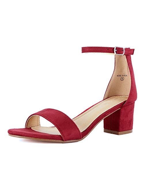 Guilty Shoes Guilty Heart | Womens Ankle Strap Single Band Sandal | Low Chunky Block Comfortable Office Heeled Sandals