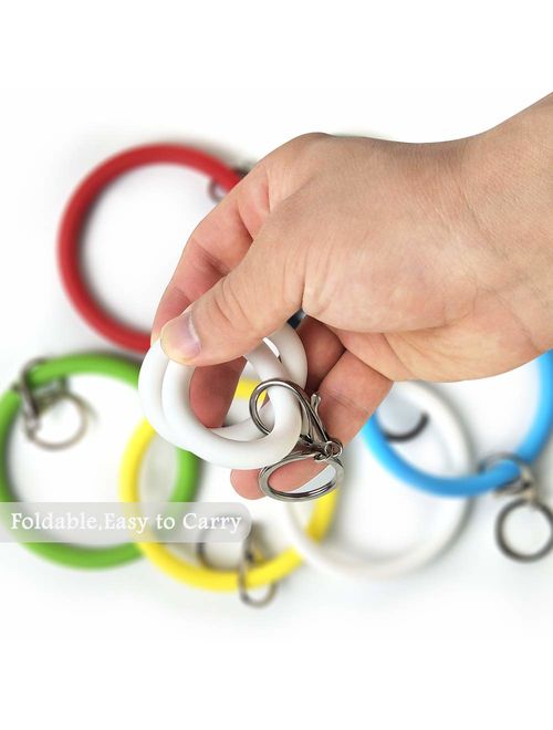 Silicone Bangle Key Ring Bracelet Key Rings, Round Keyring Circle Key Ring Holder for Women Girls Ideal Gifts