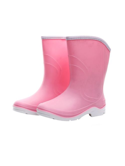 Kontai Women Half Calf Ankle Rubber Rainboots 2 Color Waterproof Boots for Garden Rain Round Toe Rainboots