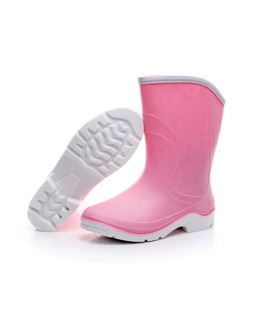 Kontai Women Half Calf Ankle Rubber Rainboots 2 Color Waterproof Boots for Garden Rain Round Toe Rainboots