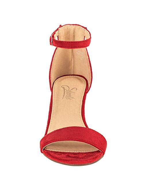 ILLUDE Women's Fashion Ankle Strap Kitten Heel Sandals - Adorable Cute Low Block Heel - Jasmine