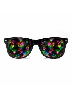 GloFX Heart Effect Diffraction Glasses - See Hearts! - Special Effect Rave EDM Festival Light Changing Eyewear...