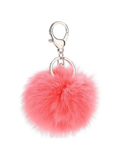 Cute Rabbit Fur Ball Pom Pom Keychain Cityelf Car Key Ring Handbag Tote Bag Pendant Purse Charm