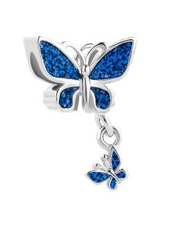 Third Time Charm Dangle Colorful Butterfly Charm Beads For Bracelets
