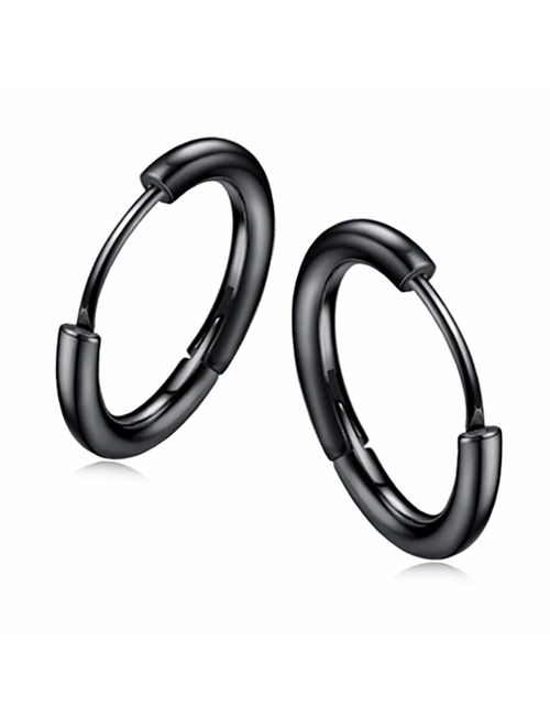 ZHIYAOR Hypoallergenic Titanium Steel Loop Earrings Set for Men Women Huggie Hoop Cartilage Piercing 18G